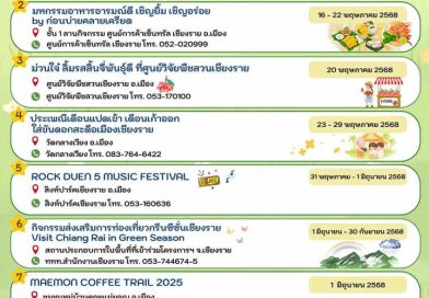ปฏิทินท่องเที่ยว จังหวัดเชียงราย [ เดือนพฤษภาคม – เดือนกันยายน 2568 ]